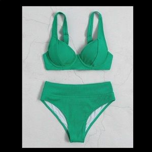 Green Ribbed Swimsuit